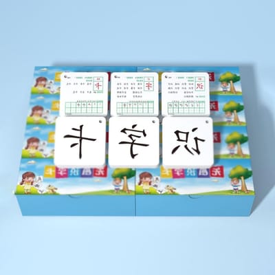 Chinese Alfabetiseringskaarten - Mandarijn Flashcards - Chinees Leren - Dubbelzijdig Gelamineerd - 8x8 cm - Meerdere Kleuren