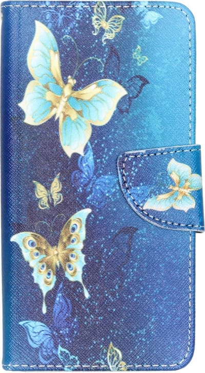 New Age Devi - Hoesje Met Pasjeshouder - Geschikt voor Samsung Galaxy A40 - Design Softcase Bookcase - Meerkleurig Blue Butterfly