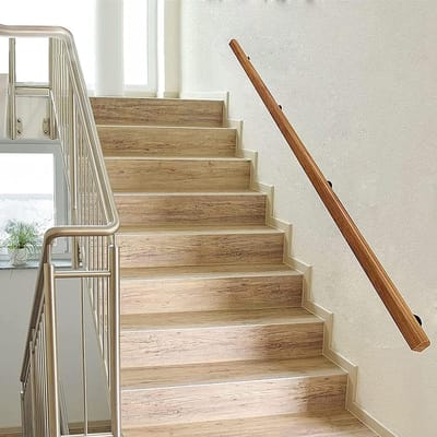Trapleuning Kit - Houten Reling - Veilig Trap Lopen - Massief Hout - 270cm Lengte - Natuurlijk Hout