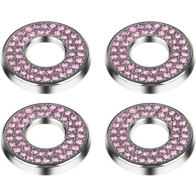 4 stuks Strass Zinklegering Auto Deurslot Decoratieve Ringen, voor Interieur Modificatie, Deurklep Decor 4pcs Pink Diamond Car Door Bolt Decorative Ring