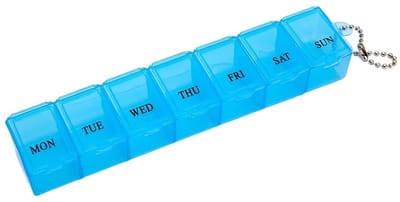 Pillendoos - Medicijnen doosje - Medicatie ordenen - Pillen doos - Weekplanner pillen - 7 dagen - Pill box - 7 compartimenten - Medicijn organiser - Grote vakken - Blauw - Jonyx