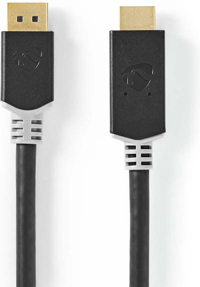 Nedis DisplayPort-Kabel - DisplayPort Male - HDMI Connector - 4K@60Hz - Verguld - 2.00 m - Rond - PVC - Antraciet - Window Box