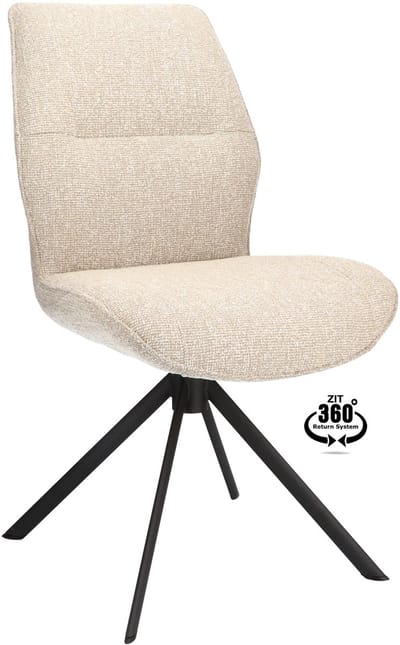 Icon Living - Stoel Lux - Stof Lodge Beige - Leg Black 360° Return-System