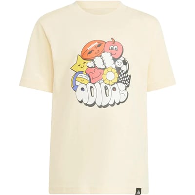 Adidas Fun Graphic T-shirt Met Korte Mouwen Beige 4-5 Years Kinderen