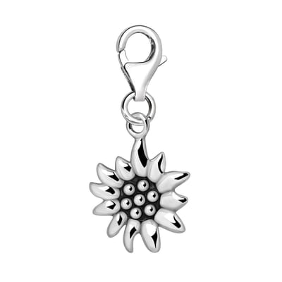 Quiges – 925 - Zilver – Charm - Bedel - Hanger - Zonnebloem - met – sterling - zilver - karabijnslot - geschikt - voor -Bedelarmband HC048