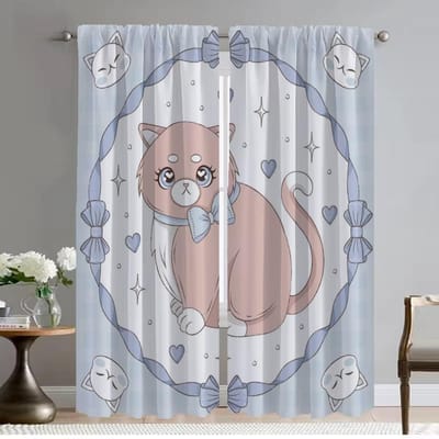 Interieur Gordijnen voor Slaapkamer Kawaii Kat Shades Elegante Kamergordijnen 2 Stuks Scheidingsgordijn Verduisterend Woonkamer W50xH70cmx2pcs-CL gray