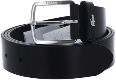 LACOSTE Leren riem Elegance Plain Leather Belt W100 Noir zwart