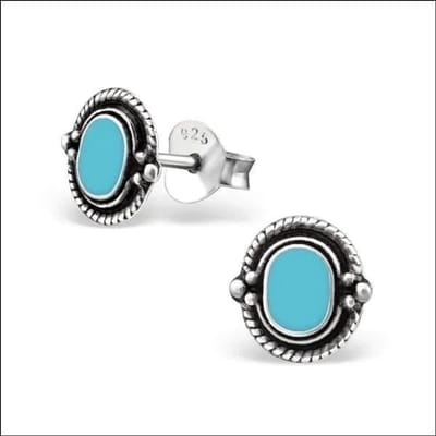 Aramat Jewels | Oorbellen | Zilveren Bali Oorbellen - Ovaal Blauw 8mm | | | |8mm | Zilver | Kinderen, Volwassenen | Verkleurd niet