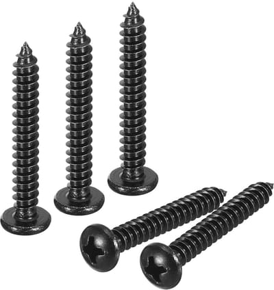 Zelf tappende hout schroeven, RVS 304, ronde kop, 4x30mm, 100 stuks, zwart