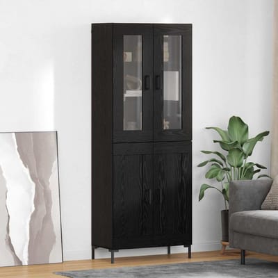 vidaXL - Highboard - 2 - st - Zwart - Eiken - 69,5 - x - 34 - x - 180 - cm - Bewerkt - hout