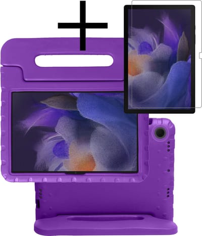 Hoes - Geschikt voor Samsung Galaxy Tab A8 - Met Screenprotector - Kinderhoes Shockproof Bumper - Kidsproof Case - Tablet Hoesje - Kinder Cover - Paars