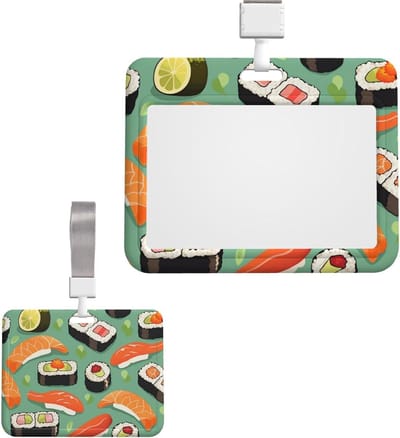 Glijdende ID-kaarthouder - Badgehouder Kantoor - Werk Identificatie - Schuifontwerp Voorkomt Vallen - 10x6 cm - Sushi Patroon