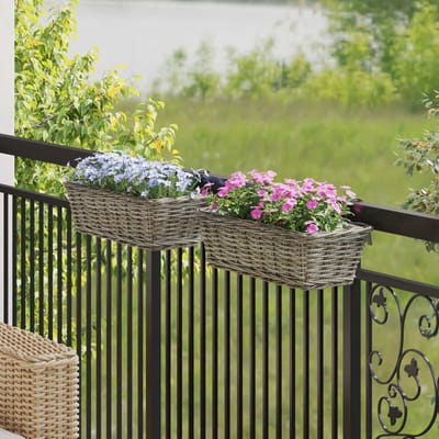 vidaXL - Hangende - Plantenmand - GENDT - 2 - st - Natuurlijk - grijs - Kubu - Rattan