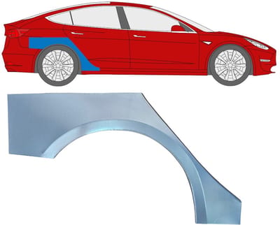 Reparatiepaneel achterspatbord voor Tesla Model 3 2017-2023 / Rechts