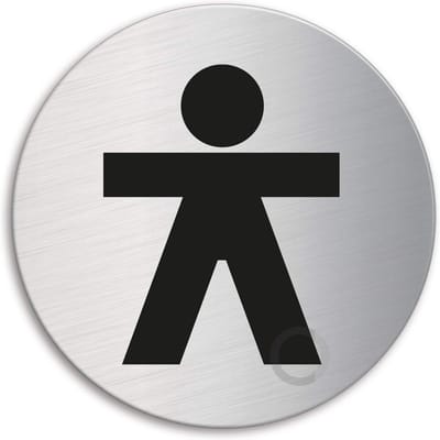 Ronde Toilet Deurbord voor Heren - Ø 75 mm RVS Zelfklevend