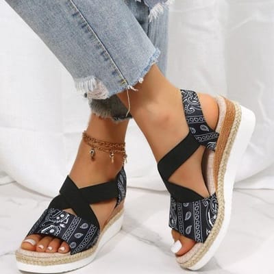 Chaussures Mode Sandales à Bout Ouvert Femmes Chaussures Femme Sexy Femmes Chaussures Bride à la Cheville Sandales Dames Grande Taille Chaussures Femme Pantoufle 36 noir