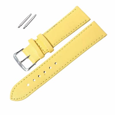 Glad Horlogebandje- Geel- Leder-18 mm - Charme Bijoux