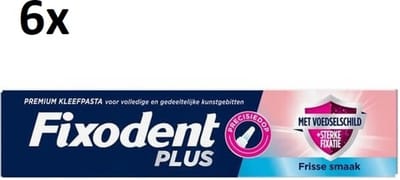 Fixodent Plus Kleefpasta voor Kunstgebit – Fris met Voedselschild - 6x 40 gram - Voordeelverpakking