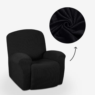 BankhoesDiscounter Knitted Recliner Fauteuil Hoes – Relaxzetel – Relax Sofa Hoes – Bankbeschermer – Zetel Hoes - Sofa Cover - M1 (60-95cm) - Zwart