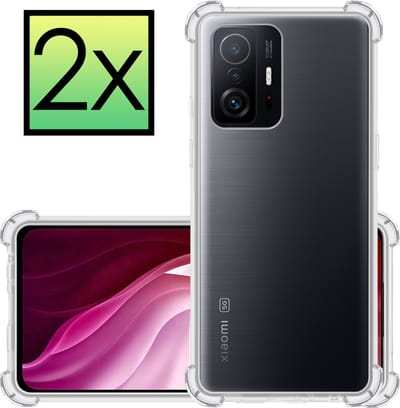 Hoesje - 2 Stuks - Geschikt voor Xiaomi 11T - Sterk & Shockproof - Siliconen Case - Back Cover - Telefoon Hoes Shock Proof - Transparant