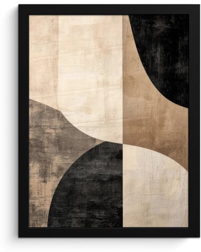 Poster in lijst - Fotolijst 30x40 cm - Posters - Abstract - Vlakken - Zwart - Rond - Posterlijst zwart - Decoratie - Wanddecoratie woonkamer - Muurdecoratie slaapkamer