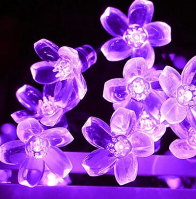 5M Paarse Solar Flower Lichtslingers Fairy LED Verlichting String Decoratieve Buitenverlichting voor Huis Tuin Vakantie Decor