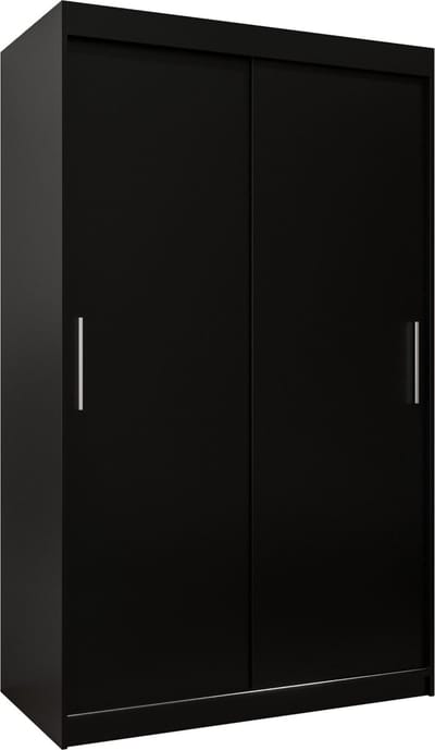InspireMe - Kledingkast met 2 schuifdeuren, Modern-stijl, Kledingkast met planken (BxHxD): 120x200x62 - TORM 120 Zwart Mat