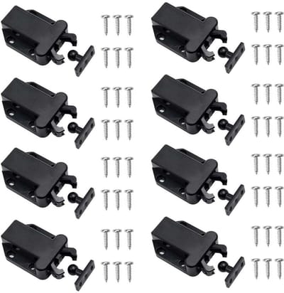 Dailygoods- Aanraakvergrendeling 8 stuks - Kastslot - Push-lock - Kastsloten - Automatische pop-up functie - ABS-kunststof - Zwart - 6,3 x 4,3 x 1,7 cm