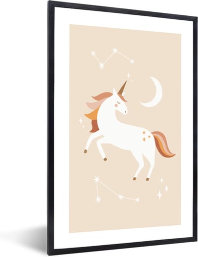 FrameYourWall® - Fotolijst met poster 40x60 - Unicorn - Sterren - Kinderkamer - Baby - Eenhoorn - Fotokader van hout - Kaders en lijsten - Houten fotolijstje - Wissellijst voor muurposter - Picture en photo frame - Posterlijst - Fotohouder