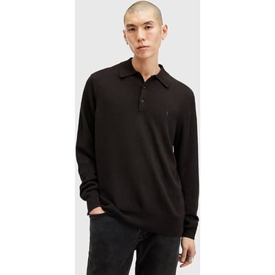 AllSaints Kilburn Ls Polo Coffee Brown Maat: S | Poloshirts Outlet | Heren | Bruin