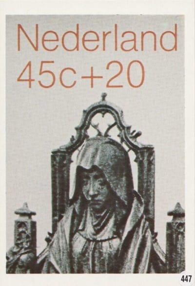Briefkaart met afbeelding Anna-te-Drieën postzegel