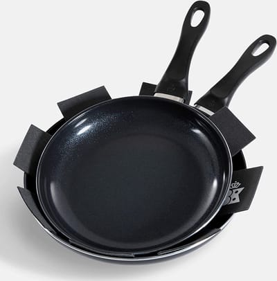 BK Vivid Koekenpannenset 2-delig - 24/28cm - PFAS-vrije antikleeflaag – Koekenpan inductie – Keramische koekenpan - Ovenbestendig tot 160°C – Koudgrepen - Zwart