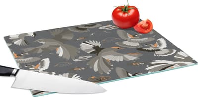 Glazen Snijplank - 39x28 - Vogel - Patroon - Wolken - Snijplanken Glas
