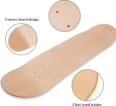 Akozon Maple Skateboard Deck, Wood Ahornholz Double-Warped Deck Concave Board Zubehör für Skate Scooter Konkaves