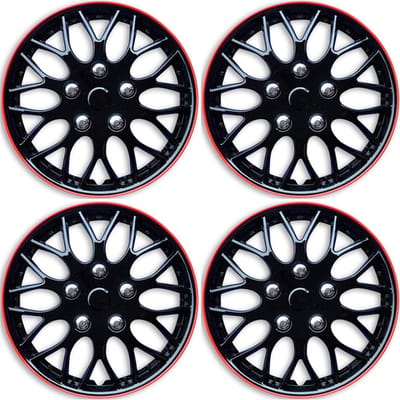 Autostyle Wieldoppen Missouri - 4-delige set - 15 inch - zwart/rode rand