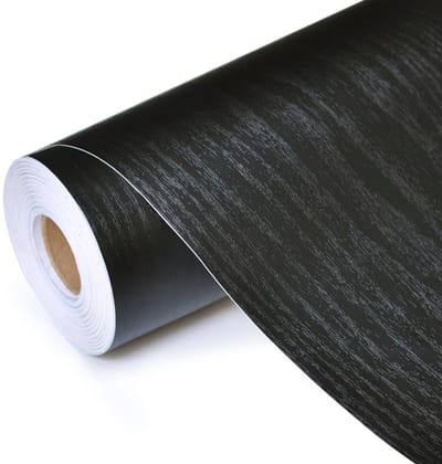 Zelfklevende beschermfolie op rol met zwart houteffect, per meter verkocht - Zelfklevende bekleding voor keuken, meubels en badkamer - 60 cm x 1 m
