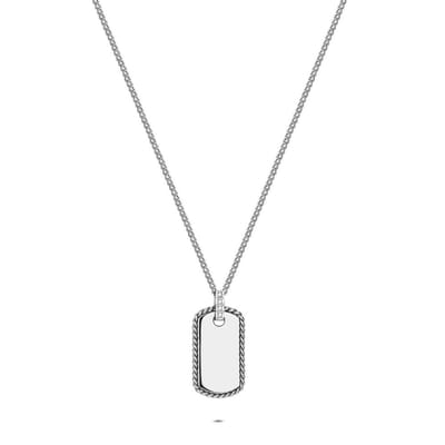 Twice As Nice Halsketting in edelstaal, dog tag Zilverkleurig 50cm+5cm