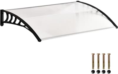 Boogvormige Luifel voor Voordeur - Polycarbonaat Deurafdak met UV-bescherming en Regenbescherming - 90 x 150 cm