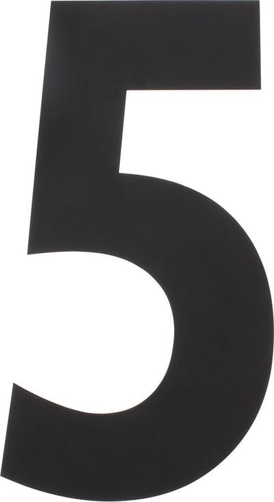 Intersteel Huisnummer 5 XL hoogte 30 cm rvs/mat zwart