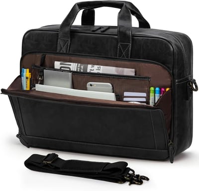 Leren Laptoptas Heren 16 Inch Aktetas Schoudertas voor Werk en Studie