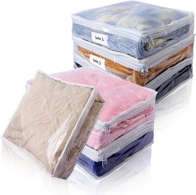 Doorzichtige Opbergzakken - Plastic Kledingzakken - Kleding Opbergen - Stevige Ritssluiting - 15.7 x 13.8 Inch - Transparant