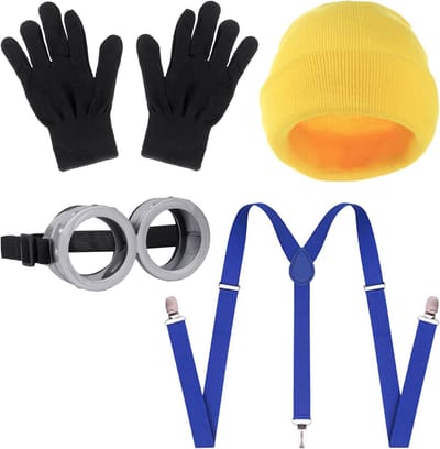 Geel Kostuum Set met 4 Stukken voor Cosplay en Halloween - Accessoires voor Volwassenen en Kinderen, Carnaval en Feestjes