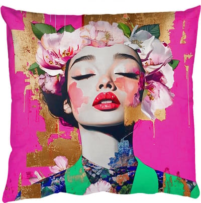 Sierkussens - Kussentjes Woonkamer - 50x50 cm - Bloemenkroon - Goud - Vrouw - Portret