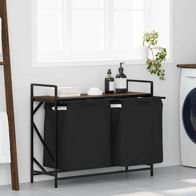 vidaXL - Wasmand - 2 - vakken - met - plank - bruin - eikenkleurig