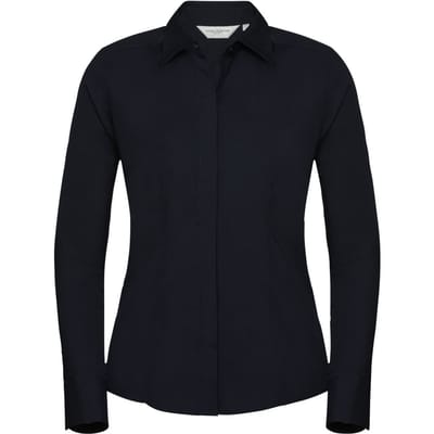 Russell Collection Dames/Dames Polycotton Slim Shirt met Lange Mouwen (Franse marine)