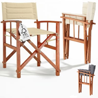 Directeursstoel Premium Crème FSC®-gecertificeerd eucalyptushout Bekleed tot 160 kg