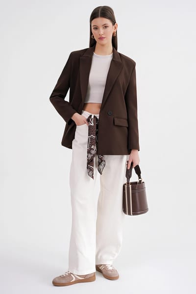 Langere Mouwen Geknoopte Blazer