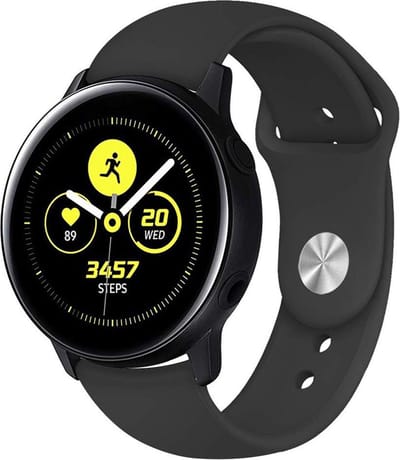 Bandje geschikt voor Samsung Galaxy Watch Active 1 / 2 (40 & 40 mm) - Zwart Siliconen Band