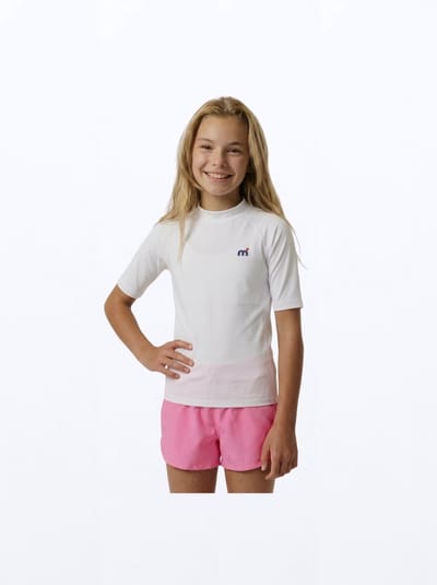 Mistral Ocean Kinder Rash Guard | Jongens en Meisjes | Wit | Maat 152 | Korte Mouw | UV-Beschermend Watershirt | Voor SUP, Surfen en Strand