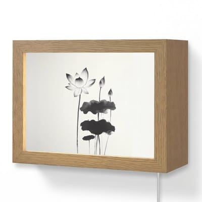 Wandlamp 20x15 cm - Oplaadbaar - Bladeren - Zwart - Lotusbloem - Minimalitisch - Wandlampen binnen woonkamer - Slaapkamer lamp met kabel - Decoratieve nachtlamp - Vloerlamp snoer